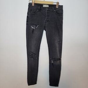 Free People Distressed Skinny Washed Jeans Size 24